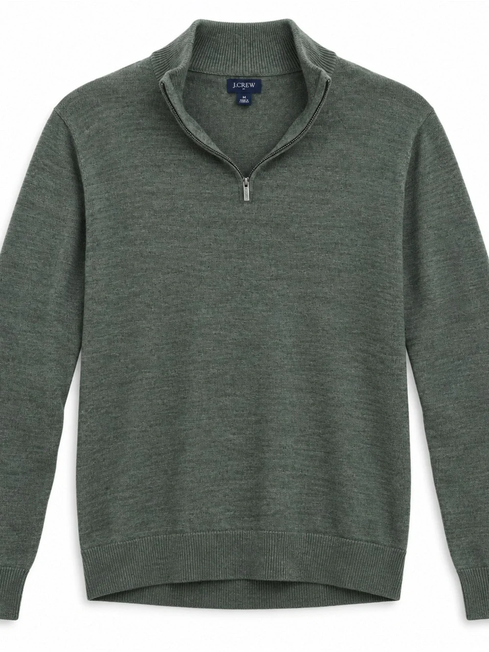 J. Crew Men’s Merino Wool Blend Quarter-Zip Sweater Olive M